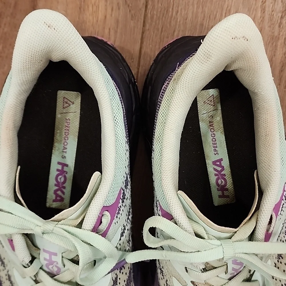 HOKA Scapegoat 5 Wide Trails Sneaker Shoe Vibram Sole Casual Women's size 8.5D